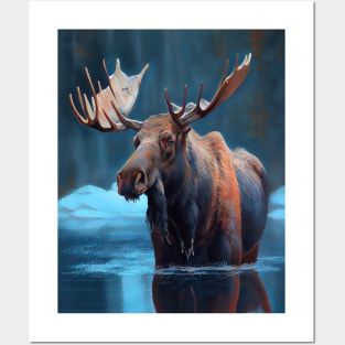 Arctic Moose - Oil paint Posters and Art